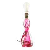 Lampe de table en cristal rose Val Saint Lambert Swirl Sixties