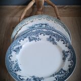 Quartet of mismatched blue plates