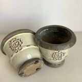 Set of 2 enameled stoneware pot covers