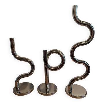 set of 3 Axel Chay chrome candle holders for Monoprix