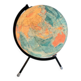 Vintage globe 1975 terrestrial tripod glass Taride world map - 28 cm