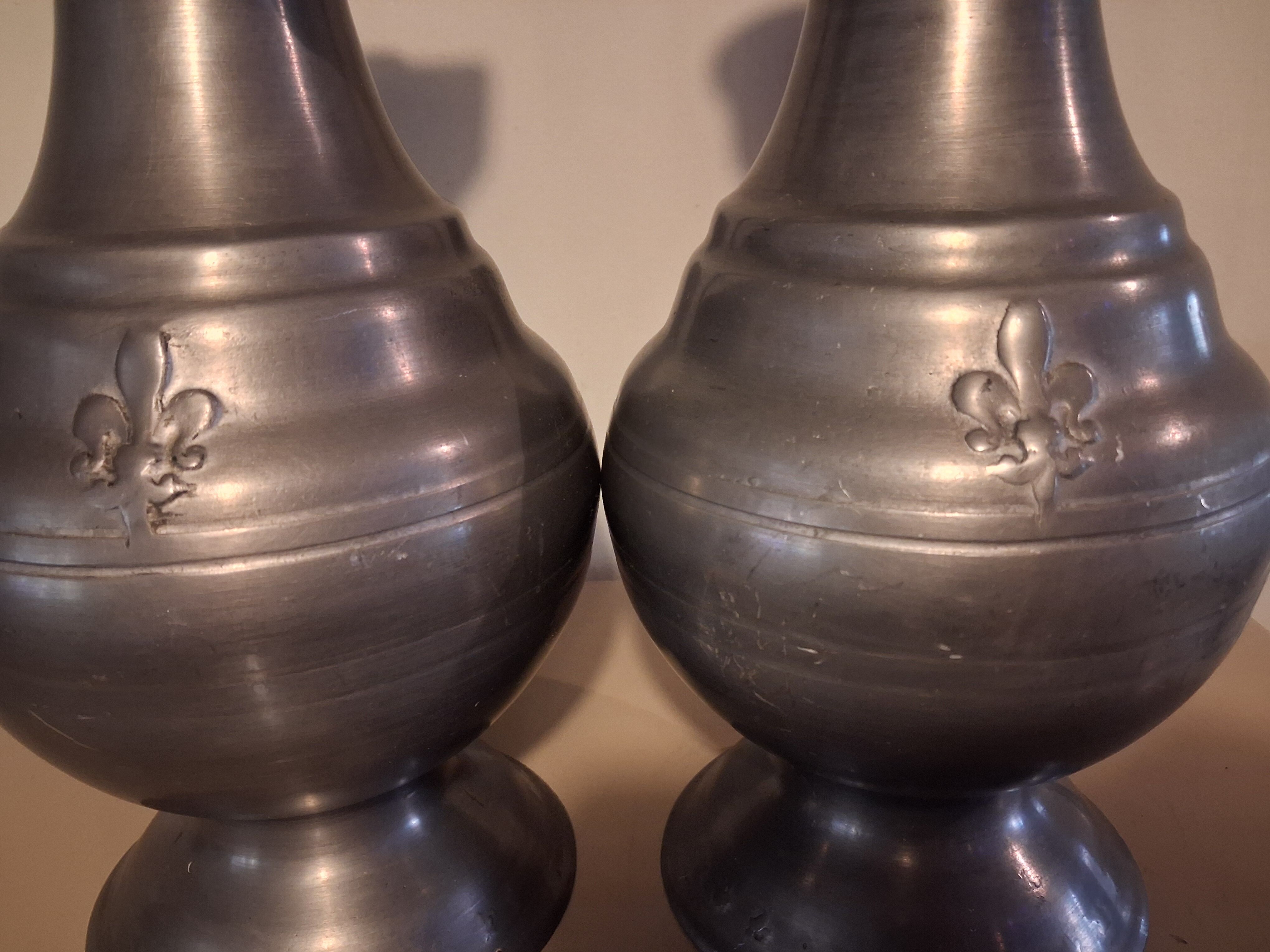 Large vintage pewter jugs