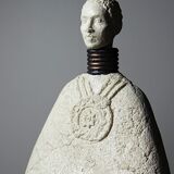 Pair of candlesticks "Akwe Priestesses" contemporary African Holländer style