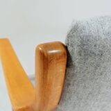 Vintage Scandinavian Armchair  fabric wool gray fully refurbished 1970