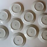 10 dessert plates with blue flowers, golden border in real LF porcelain in good condition.