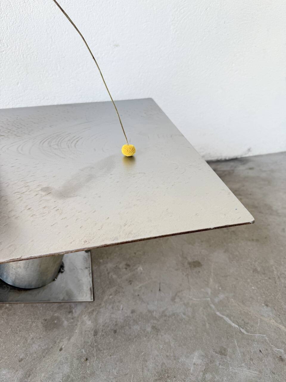 Handcrafted metal coffee table from the 1970s