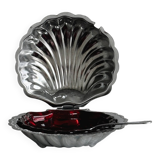 Silver-plated metal shell butter dish