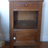 Nightstand wood and pink marble, art deco
