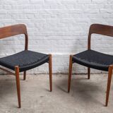 4x Niels Otto Møller Model 75 Teak Chair, 1960s Denmark