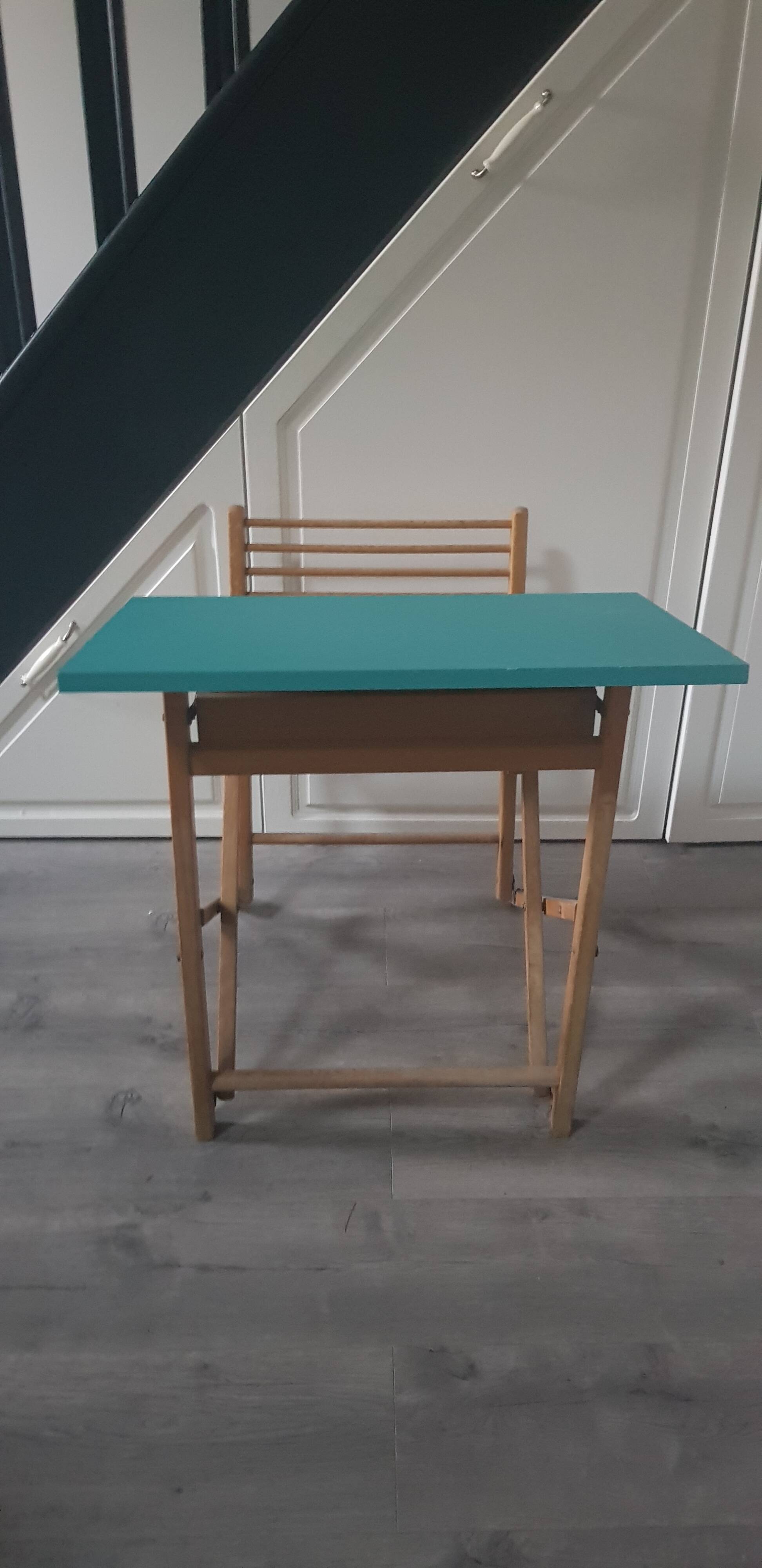 Vintage schoolboy folding desk with built-in chair tray