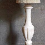 Alabaster table lamp, baluster foot, virgin wool lampshade
