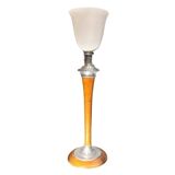 Lampe de table, bois et verre opalin, mazda, art déco, années 20 – france