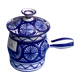 Table trash pot in blue enameled ceramic Robert Picault vintage and collector