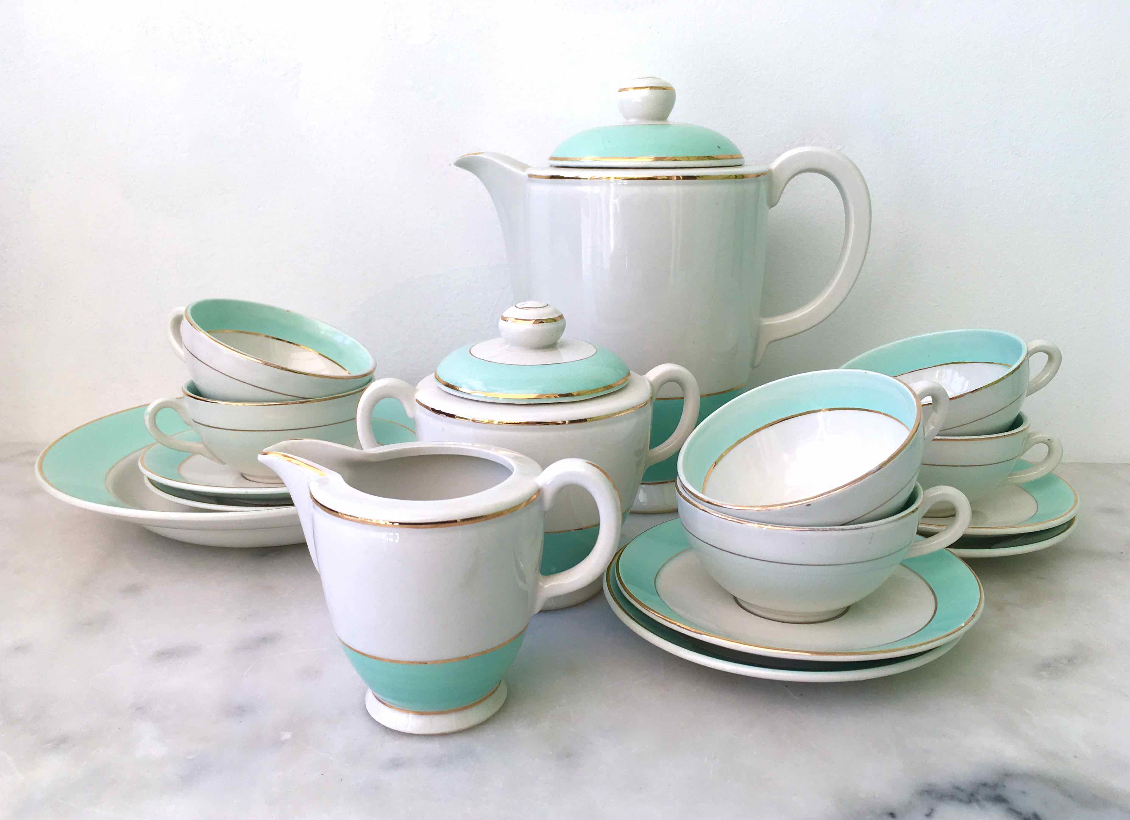 Coffee service earthenware from Lunéville for 6 people