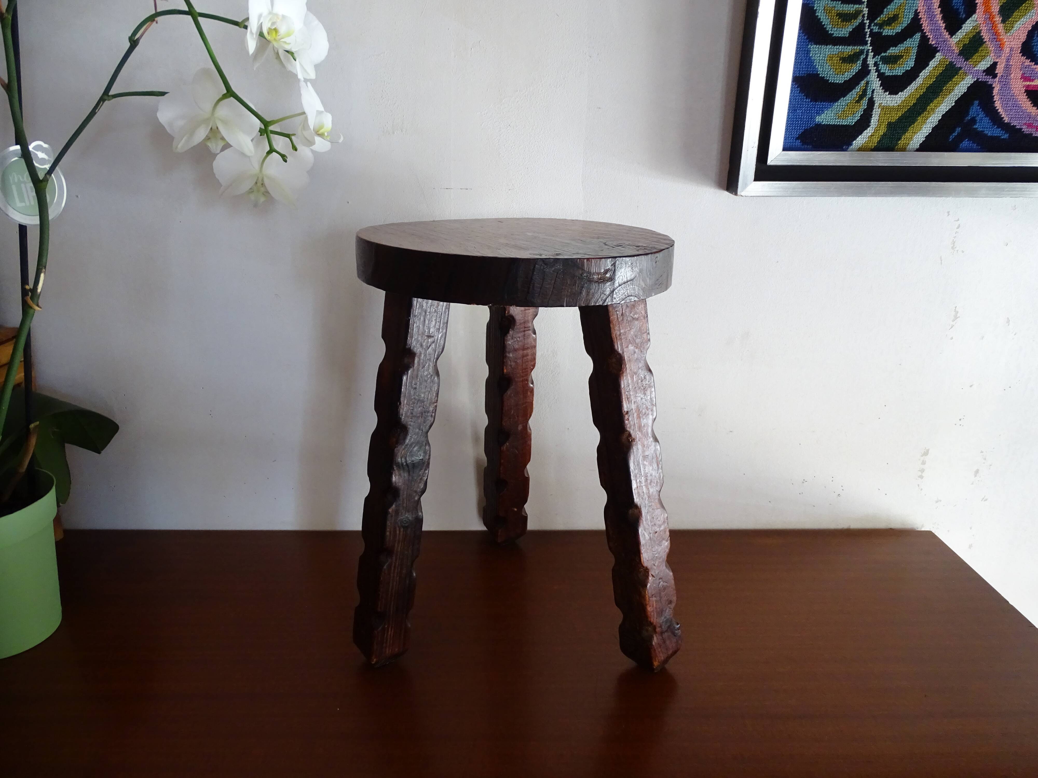 Stool feet tripod brutalist wood