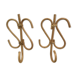 Lot two hooks in rattan bamboo
