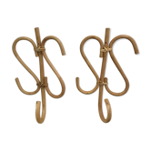 Lot two hooks in rattan bamboo