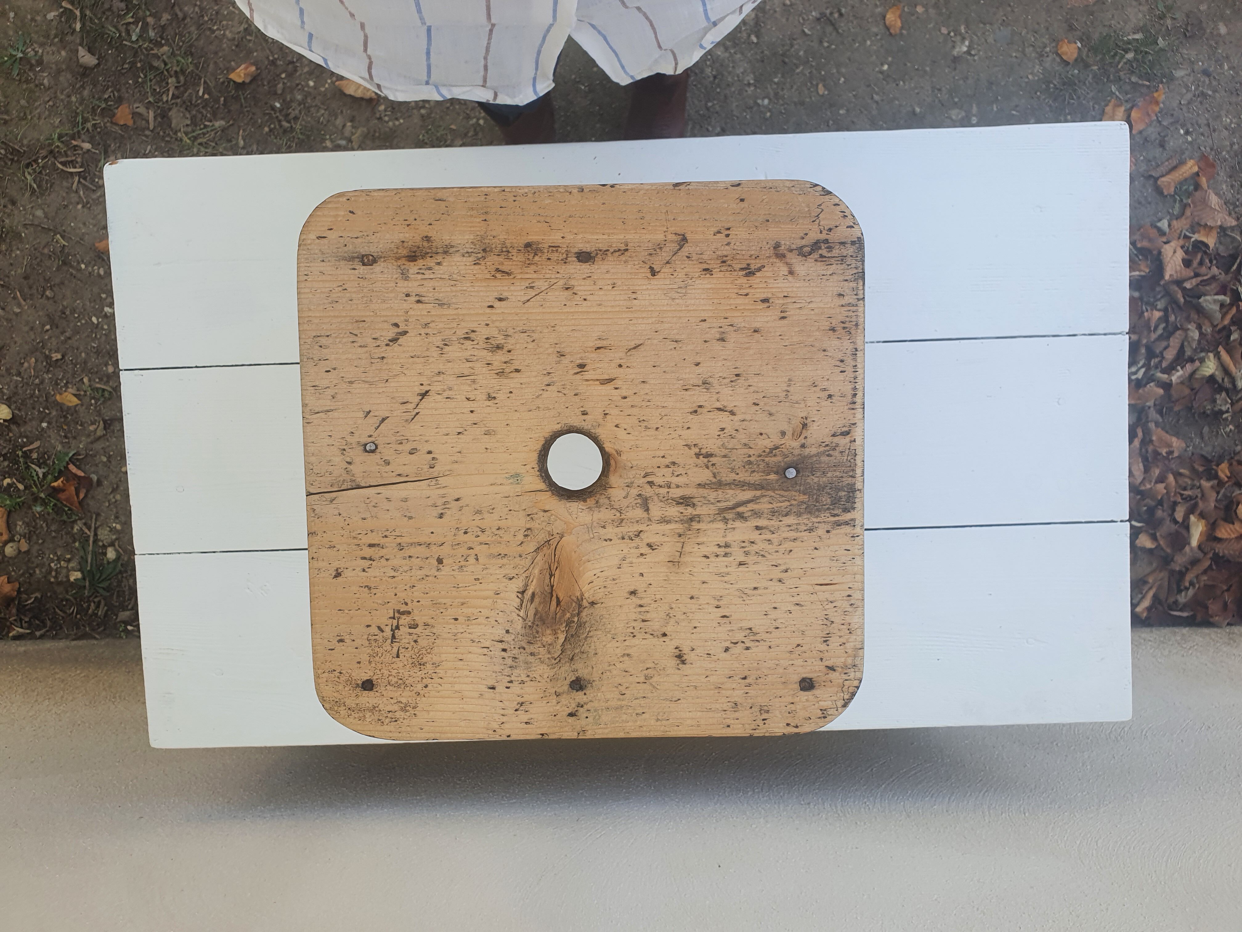 Antique wooden workshop stool