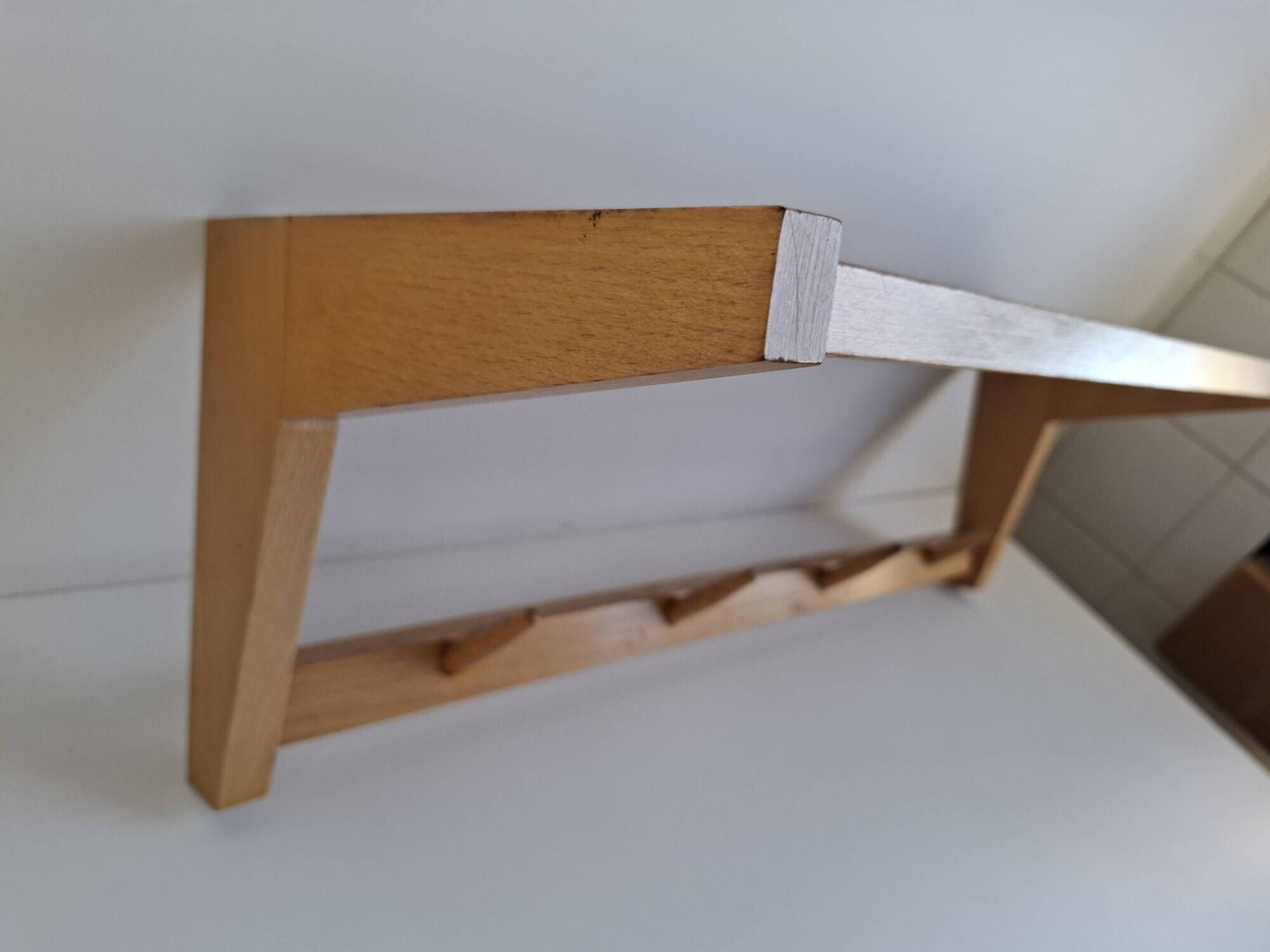 ULUV Czechoslovakian Mid-Century Wooden Wall Coat Rack, circa 1970