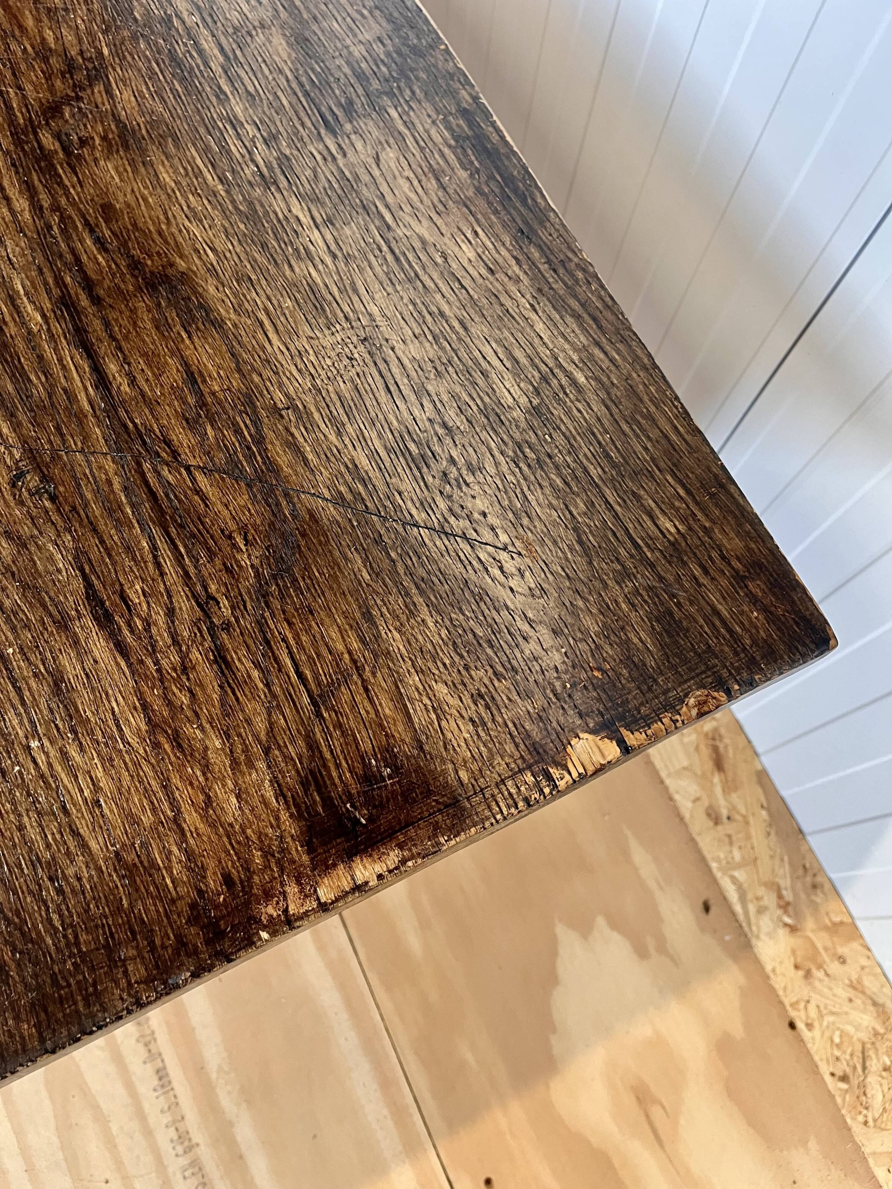 Oversized Vintage Oak Coffee Table with Two Drawers
