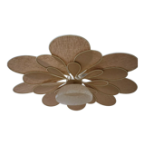 Suspension glass globe of Clichy and linen and rattan petals