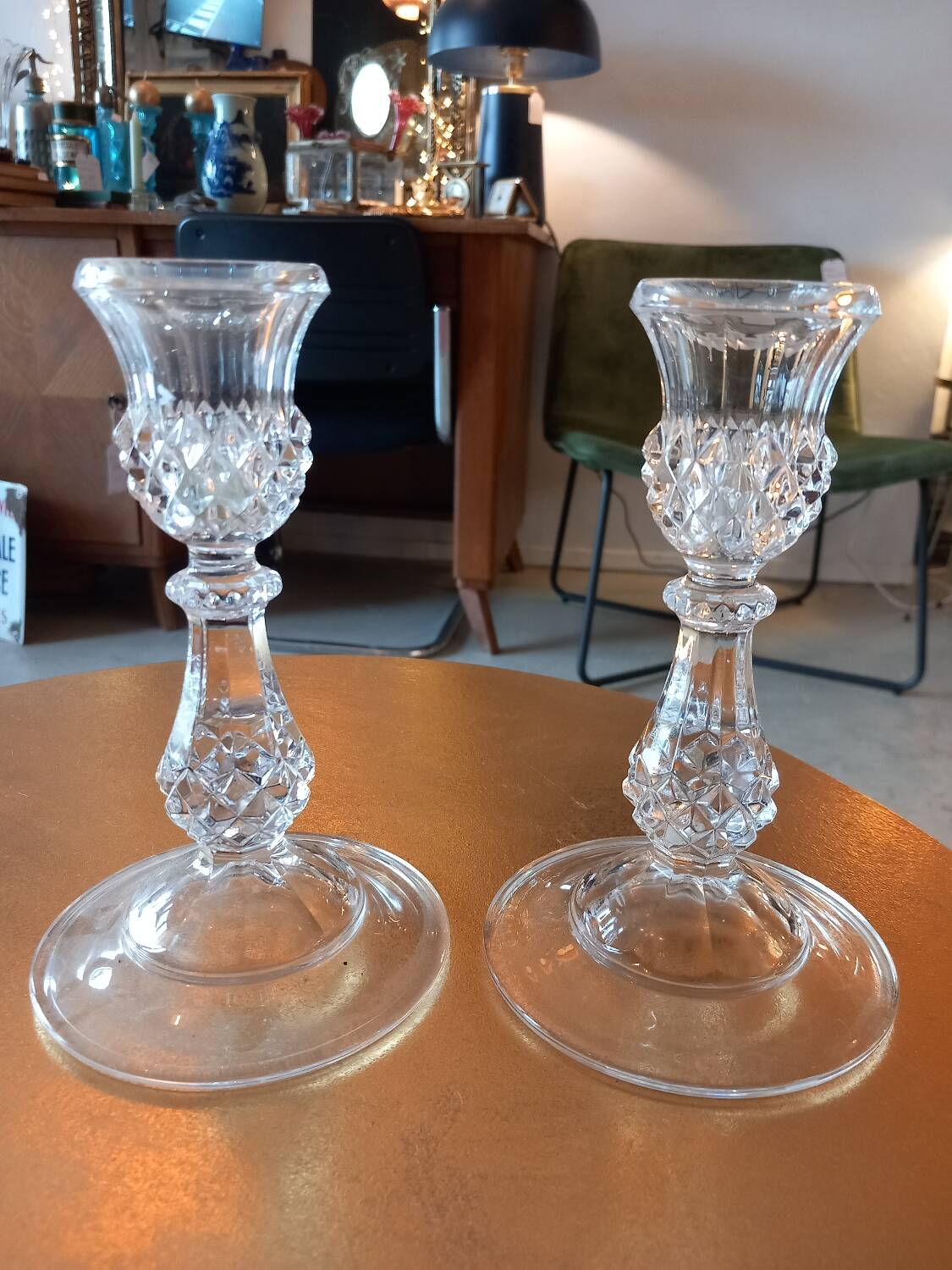 Pair of Crystal candlesticks.