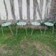 Salon de jardin 1 table 4 fauteuils fer forgé ancien vert Provence