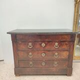 Chest of drawers in wood and gray marble with 4 drawers nineteenth century