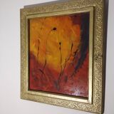Abstract painting with golden frame