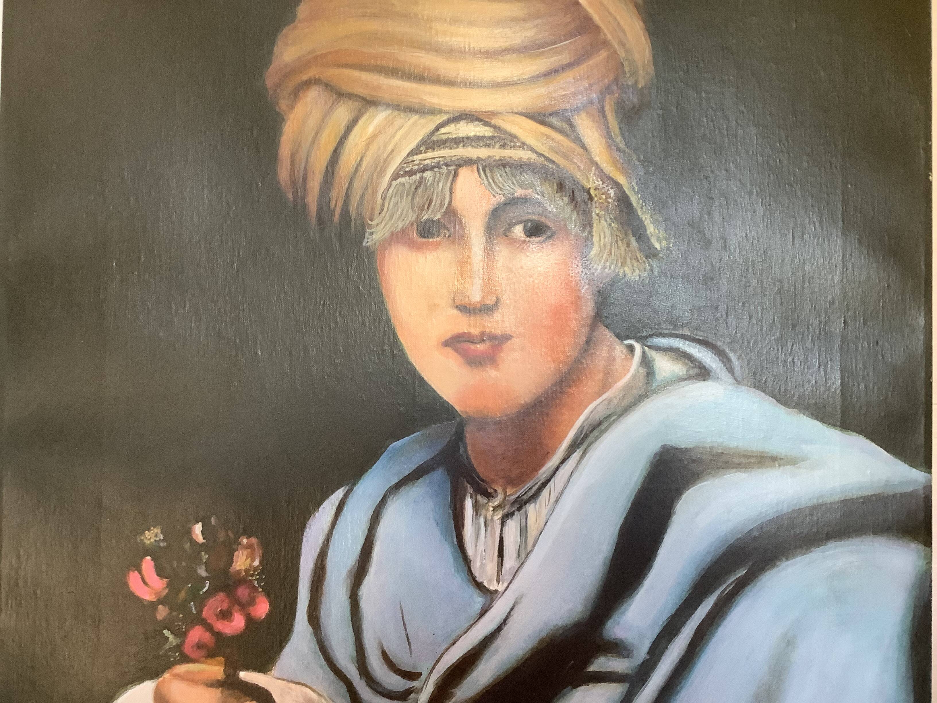 Orientalist portrait painting signed