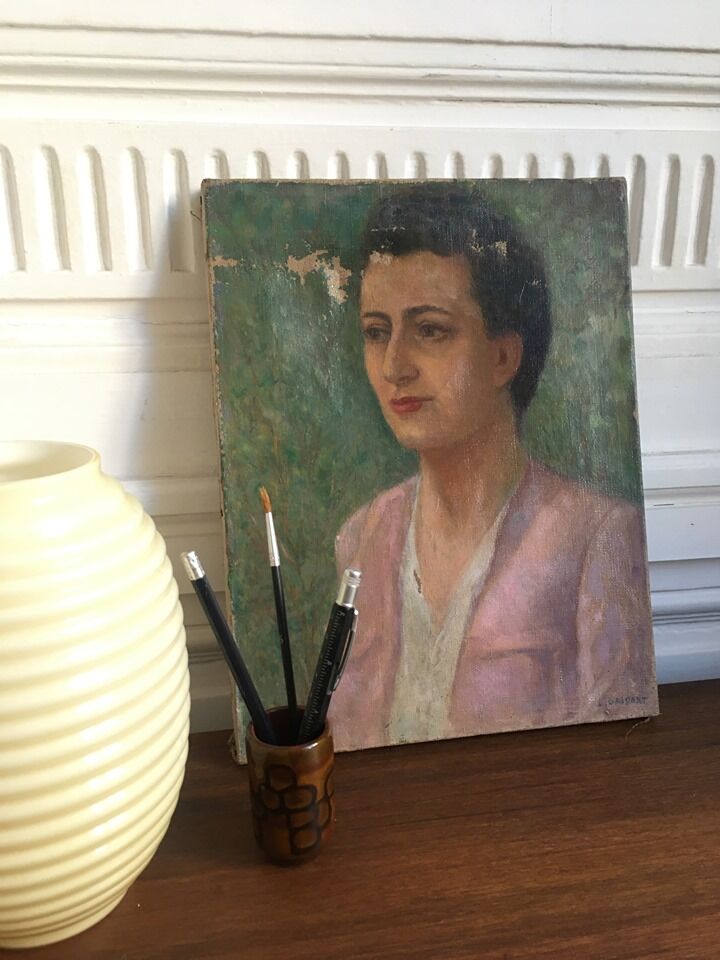 Portrait ancient oil on canvas