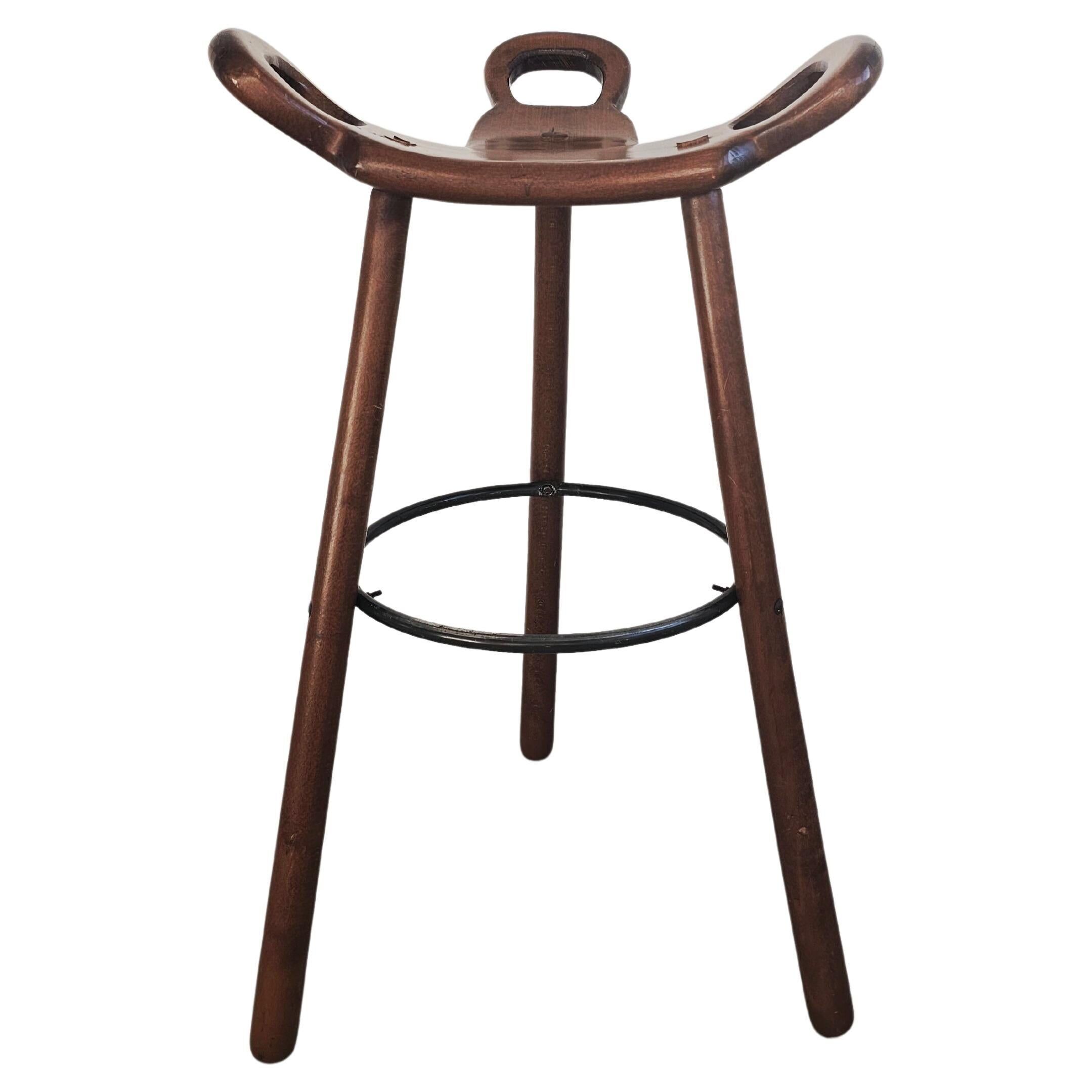 Brutalist bar stool "Marbella" in solid oak