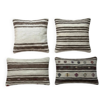 Set of 4 vintage kilim cushion covers 51x51 cm