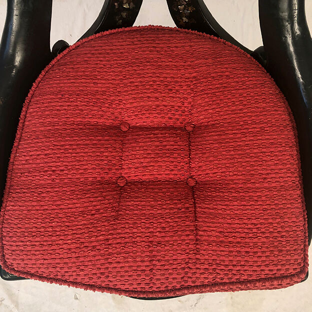 Napoleon III gondola chair in wood and black lacquered papier-mâché and burgauté