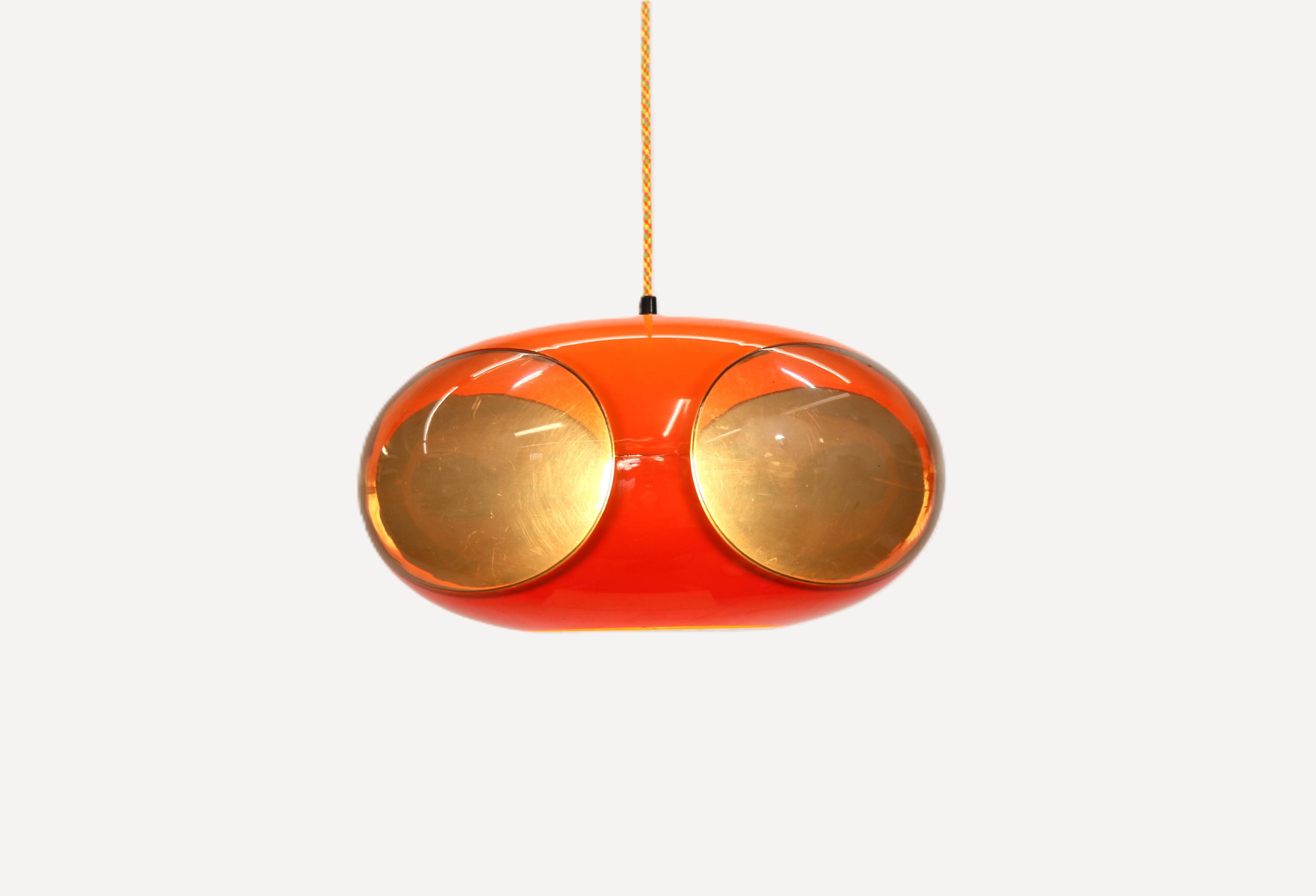 Massive Belgium Space Age UFO Lamp, Orange Mid-Century Modern Lighting