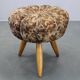Mid-century Czech upholstered stool, beech wood, 1950s