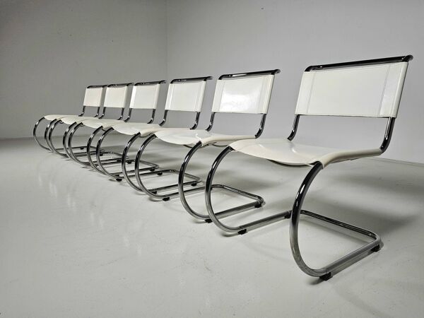 Ensemble de 6 chaises de salle à manger MR10 de Mies van der Rohe pour Thonet, années 1980