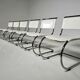 Set of 6 white cantilever dining chairs MR10 by Mies van der Rohe for Thonet, 1980s.