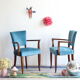 Paire de fauteuils bridge art déco en velours bleu