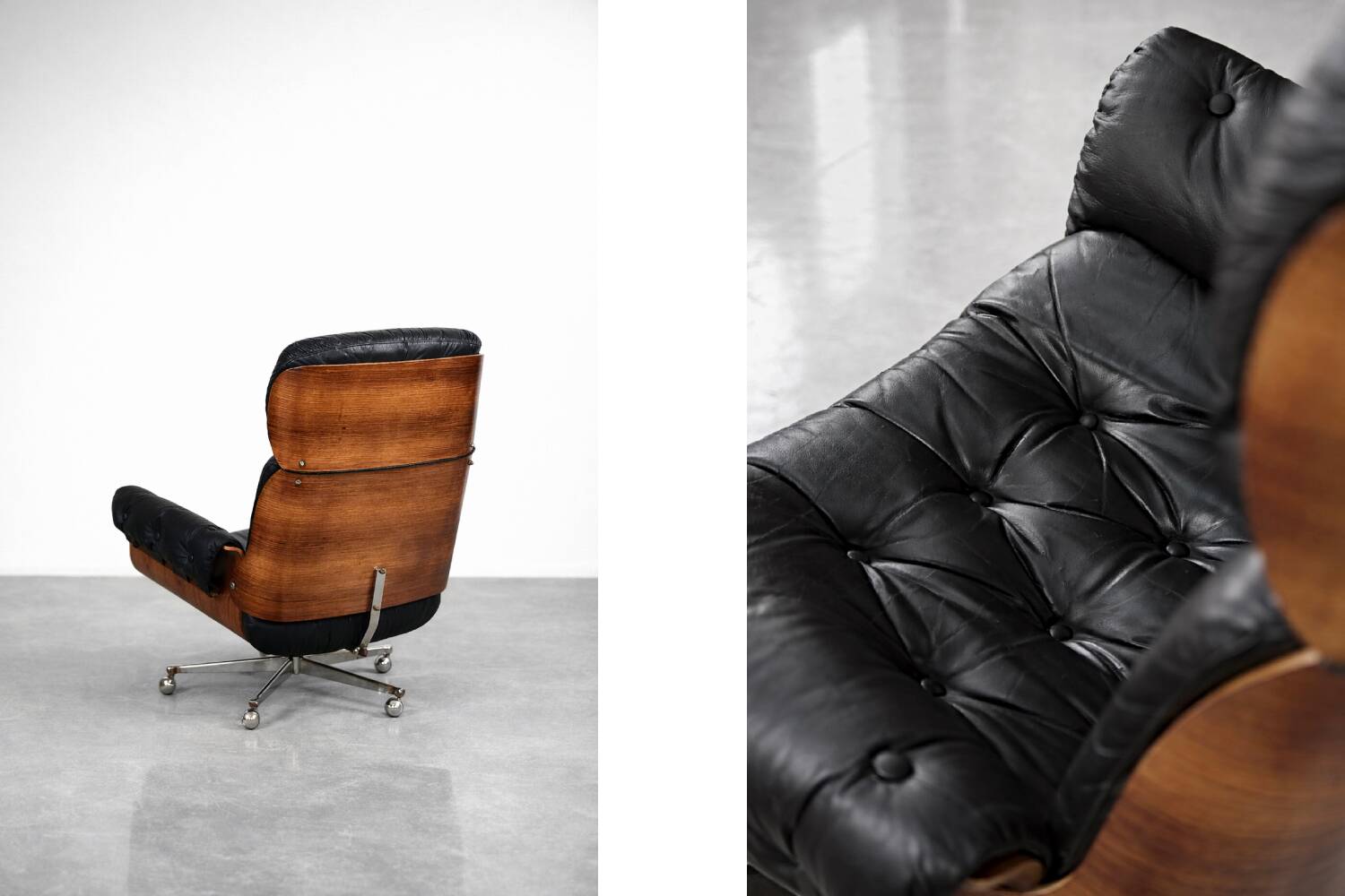 Vintage Mid-Century Modern Swiss Leather Lounge Chair from Giroflex