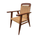 Vintage armchair 1940 in mahogany and braided rope