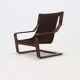 Fauteuil lounge scandinave en bois courbé et cuir 1960