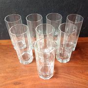 High glasses Luigi Bormioli, transparent decagonal glasses Italy.