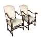 Chairs (pair) Sheep bones in walnut-tinted beech and marbled beige velvet