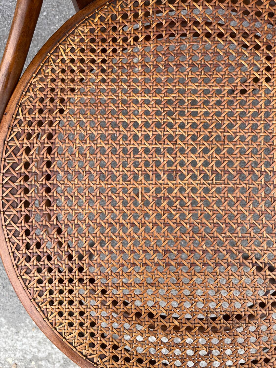 Fischel bistro armchair in wood and canework from the 50s/60s