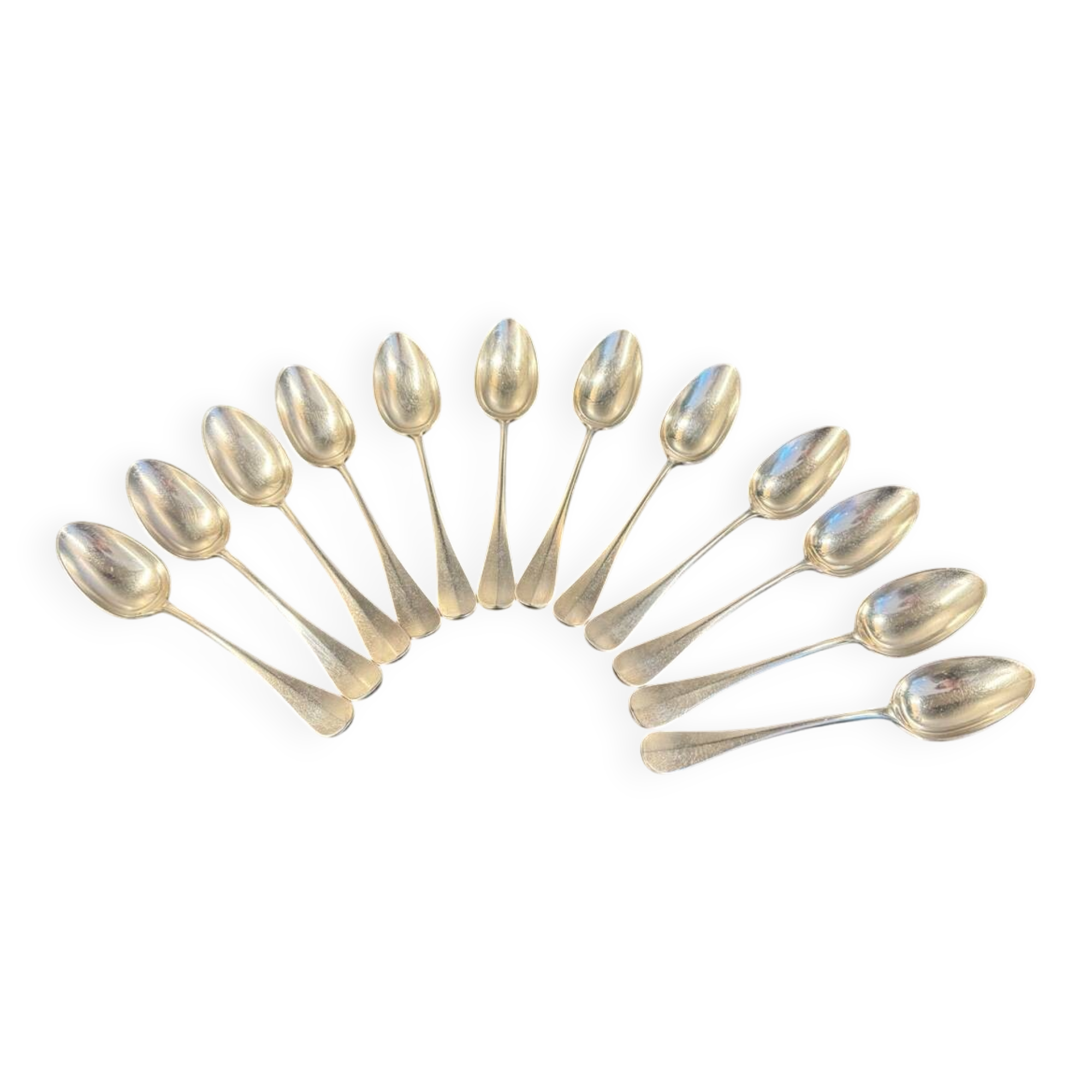 Lot de 12 petites cuillères en métal argenté – Nicolas Bourgeois 1888