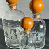 BOTTLES Engraved Glass and VINTAGE Wood