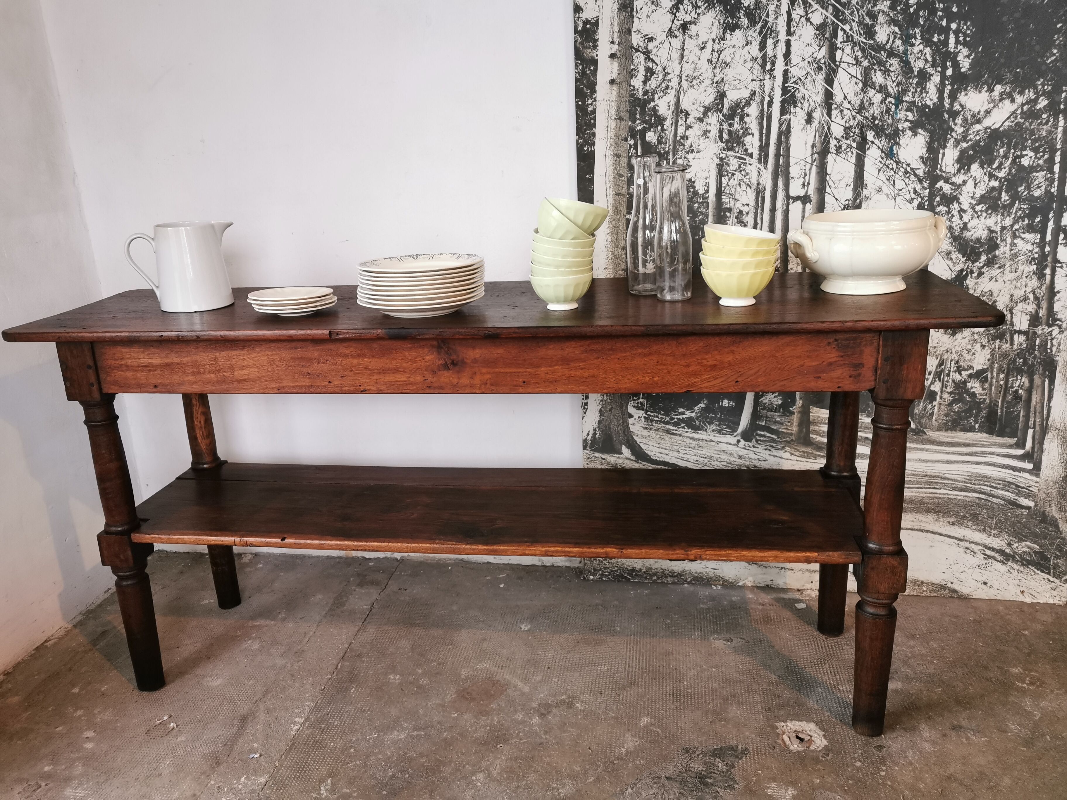 Draper table, oak wood console