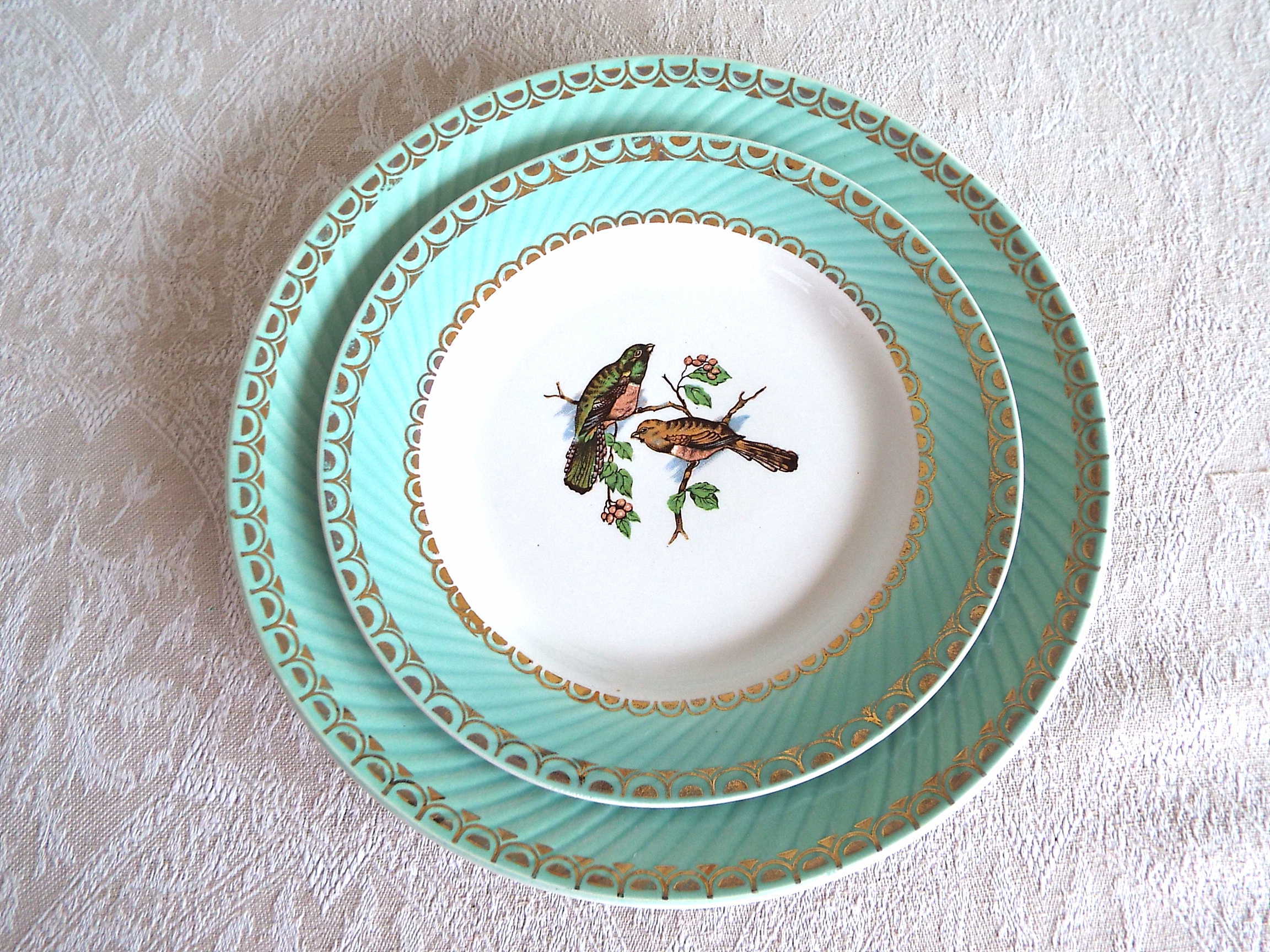 4 bird dessert plates