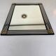 Large vintage mirror from the 1970s, DEKNUDT design, geometric wood decor